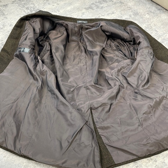 Oscar de la Renta Elbow Patch Sport Coat Blazer Wool Herringbone Plaid 44R - Picture 6 of 11